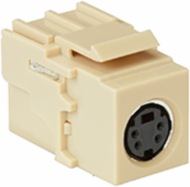 S-Video Feedthrough QUICKPORT Connector, Ivory Housing, Compatible with 4-Contact Mini-DIN Plugs