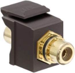 RCA Feedthrough QUICKPORT Connector, Gold-Plated, Female to Female, Brown Housing