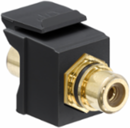 RCA Feedthrough QUICKPORT Connector, Gold-Plated, Female to Female, Black Housing