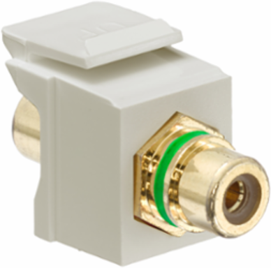 RCA Feedthrough QUICKPORT Connector, Gold-Plated, Ivory, Shielded A/V