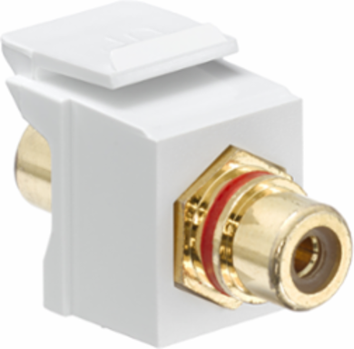 RCA Feedthrough QUICKPORT Connector, Gold-Plated, White Body, Female-Female