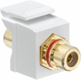 RCA Feedthrough QUICKPORT Connector, Gold-Plated, White Body, Female-Female