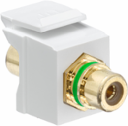 RCA Feedthrough QUICKPORT Connector, Gold-Plated, Female-Female, White Housing