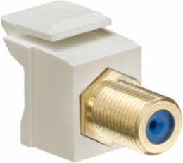 Feedthrough QUICKPORT F-Connector, Gold Plated, 75 Ω, Ivory Housing