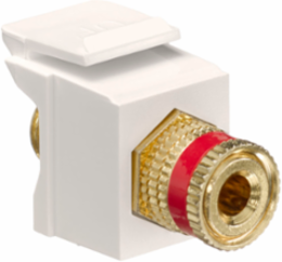 QUICKPORT™ Binding Post Coupler, Red Stripe, Light Almond Housing, 18-12 AWG
