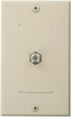 Decora Video Wall Jack Assembly, F-Connector, Light Almond, Ivory Color