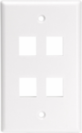 Single-Gang QUICKPORT Wallplate for Large Connectors, 4-Port, White