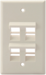 Angled 4-Port QUICKPORT Wallplate, Light Almond, RoHS Compliant