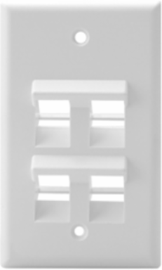 Angled Single-Gang 4-Port QUICKPORT™ Wallplate, White, RoHS Compliant