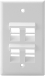 Angled Single-Gang 4-Port QUICKPORT™ Wallplate, White, RoHS Compliant