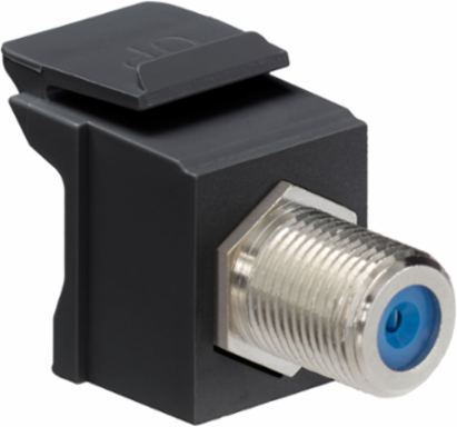 Feedthrough F-Connector, Nickel-Plated, Female-Female, 75 Ohm, Black Housing