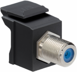 Feedthrough F-Connector, Nickel-Plated, Female-Female, 75 Ohm, Black Housing