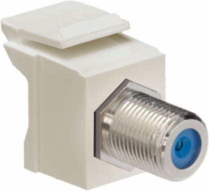 QUICKPORT F-Connector, Nickel-Plated, 75 Ω, Female-Female, Ivory Housing
