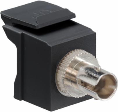 QUICKPORT Fiber Optic Adapter, ST, Multimode, Phosphor Bronze Sleeve, Black