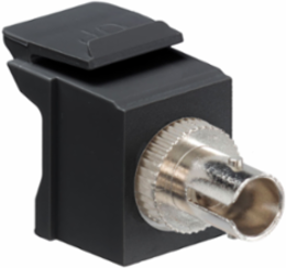 QUICKPORT Fiber Optic Adapter, ST, Multimode, Phosphor Bronze Sleeve, Black