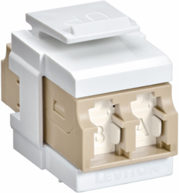 QUICKPORT Duplex LC Adapter, Shuttered, Zirconia Ceramic Sleeve, Beige/White