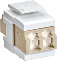 QUICKPORT Duplex LC Adapter, Shuttered, Zirconia Ceramic Sleeve, Beige/White