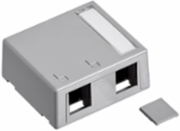 Surface-Mount QUICKPORT Box, Plenum-Rated, 2-Port, Gray