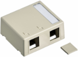 Surface-Mount QUICKPORT™ Box, Plenum Rated, 2-Port, Light Almond