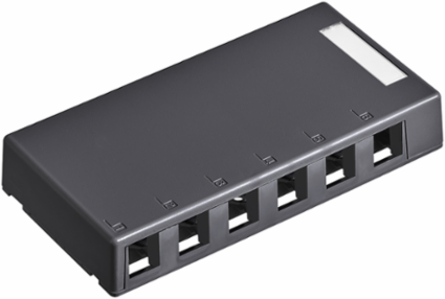Surface-Mount QUICKPORT Box, 6-Port, Black, RoHS Compliant