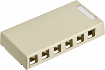 Surface-Mount QUICKPORT™ Box, 6-Port, Ivory, Includes Mounting Screws & Adhesive