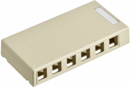 Surface-Mount QUICKPORT™ Box, 6-Port, Ivory, Includes Mounting Screws & Adhesive