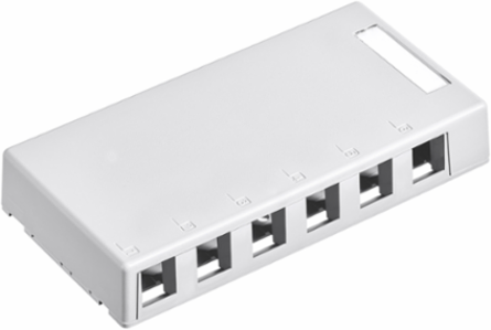 Surface-Mount QUICKPORT™ Box, 6-Port, White, RoHS Compliant
