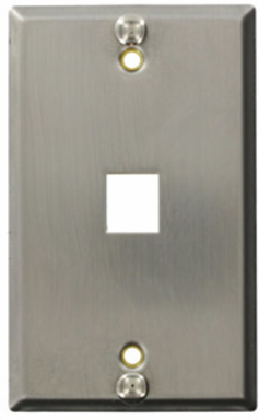 Stainless Steel QUICKPORT Telephone Wallplate, 1-Port, Brushed Finish