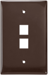 Midsize QUICKPORT™ Wallplate, 2-Port, 3/8 Inch Taller, Brown, High-Impact Nylon