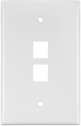 Midsize QUICKPORT Wallplate 2-Port, White, 3/8 Inch Taller/Wider, Nylon