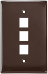 Midsize Single-Gang QUICKPORT Wallplate, 3-Port, Brown, High-Impact Nylon