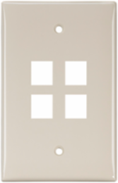 Midsize 4-Port QUICKPORT™ Wallplate, Light Almond, 3/8 Inch Taller/Wider, Nylon