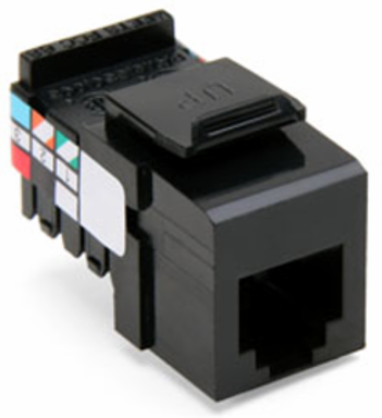 Voice Grade QUICKPORT Jack, 6P6C, Black, Punchdown Termination