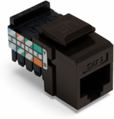 Cat 5 QuickPort Jack, 8P8C, 110 Punchdown, Brown, TIA/EIA Compliant