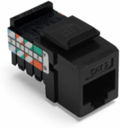Cat 5 QUICKPORT Jack, Black - 8-position, Unshielded, Punchdown Termination
