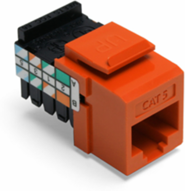 Cat 5 QUICKPORT Jack, Orange, 8-position, Punchdown Termination