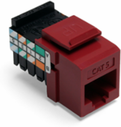 Cat 5 QUICKPORT Jack, Dark Red, Unshielded, Punchdown Termination