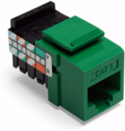 Cat 5 QUICKPORT Jack, Green, Punchdown, Unshielded