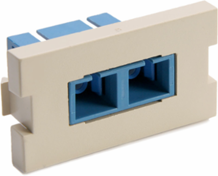 Duplex SC Fiber Adapter MOS Module, 1 Unit High, Ivory, Zirconia Ceramic Sleeve