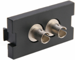 Duplex ST Fiber Adapter Module, Zirconia Ceramic Sleeve, 1 Unit High, Black