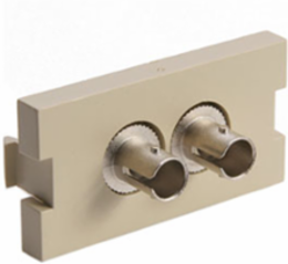 Duplex ST Fiber Adapter Module, Zirconia Ceramic Sleeve, 1 Inch High, Ivory