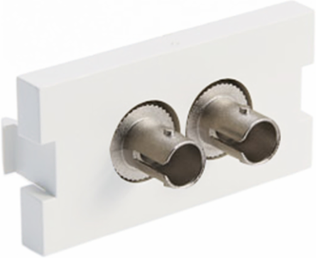 Duplex ST Fiber Adapter MOS Module, Zirconia Ceramic Sleeve, 1 Unit High, White