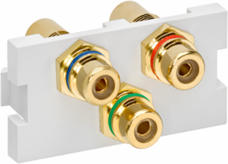 RCA Component Feedthrough Connector, 3 Adapters for Audio/Video Signals