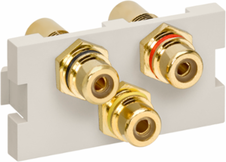 RCA Composite Feedthrough MOS Connector Module with 3 Adapters, RoHS Compliant