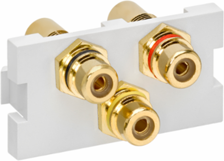 RCA Composite Feedthrough Connector, RoHS Compliant, White