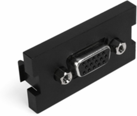 VGA HD15 Video Feedthrough Module, Black, Compatible with MOS Wallplates