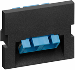 Duplex SC Angled Fiber Adapter, Zirconia Ceramic Sleeve, 1.5 Units High, Black