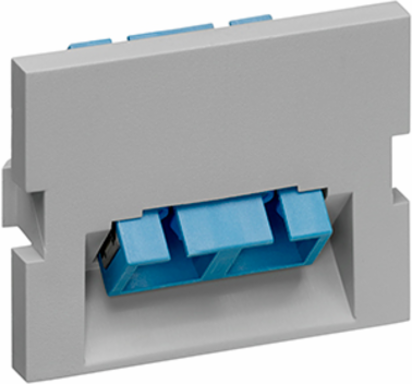 Duplex SC Angled Fiber Adapter Module, Zirconia Ceramic Sleeve, 1.5 Units High, Gray