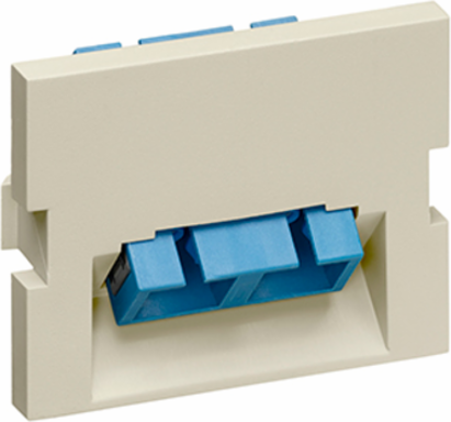 Duplex SC Angled Fiber Adapter, Zirconia Ceramic Sleeve, 1.5 Units High, Ivory