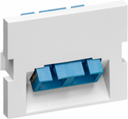 Duplex SC Angled Fiber Adapter, Zirconia Ceramic Sleeve, 1.5 Units High, White